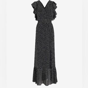 Express Black Polka Dot V-Neck Maxi Dress
